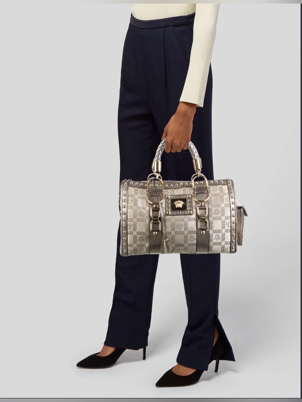 Versace Snap out of it Medusa Jacquard Madonna Vintage Satchel